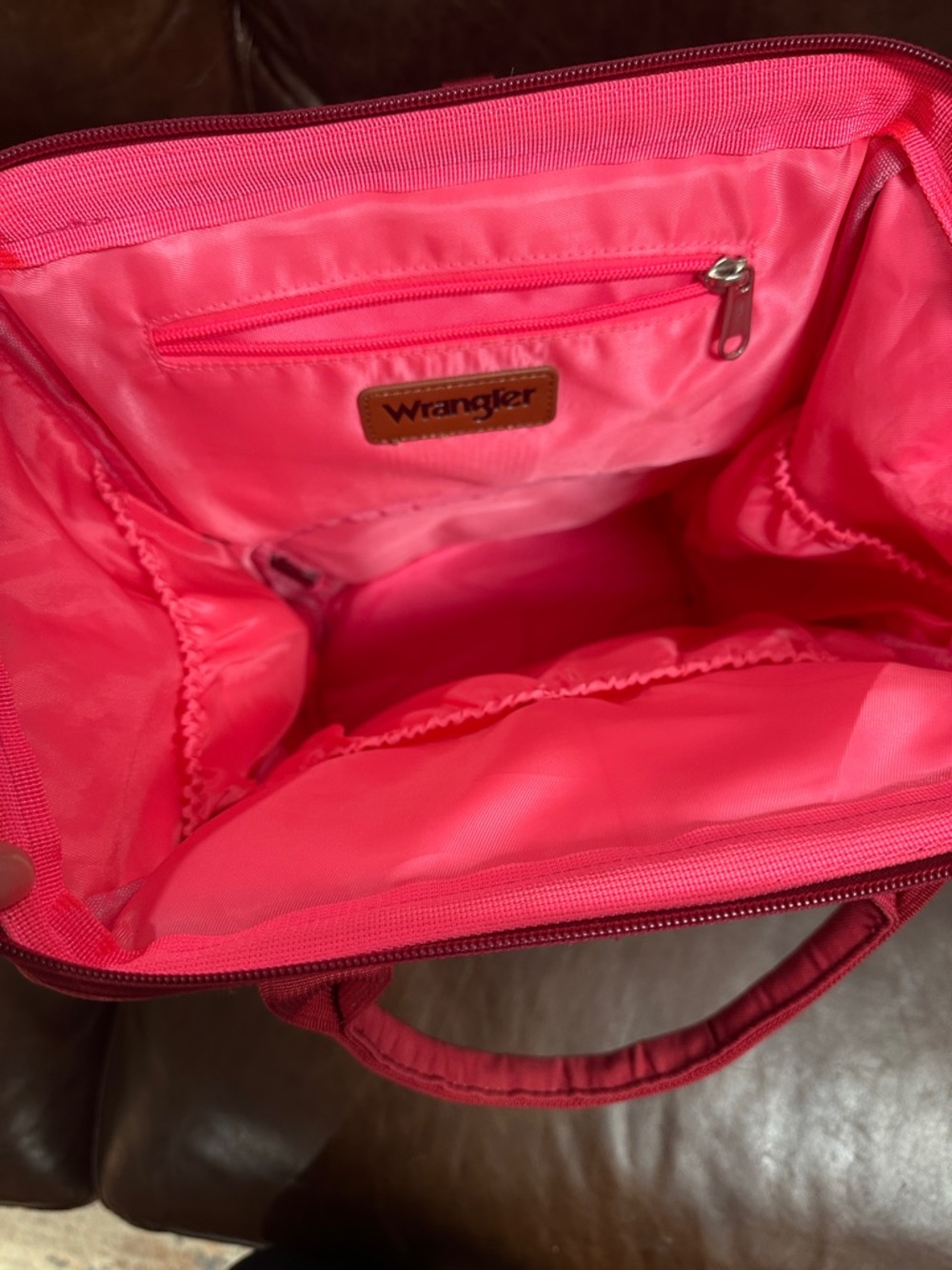 Wrangler Red Aztec Pattern Backpack with Teal Accents - Picture 2 of 5